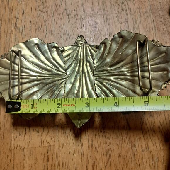 RARE 1940\'s Brass Custom Belt Buckle Hummingbird Butterfly Birds Sunflowers main image 11
